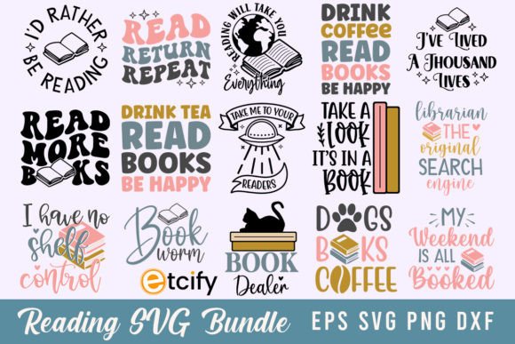 Download Reading SVG Bundle, Book Lovers Quotes - Svg bundle Collection