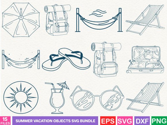 Download Summer Vacation Objects SVG Bundle - Svg bundle Collection