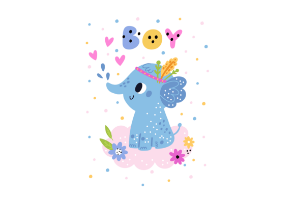 Download Childish Elephants Card. Baby Shower. Bo - Premium Bundle
