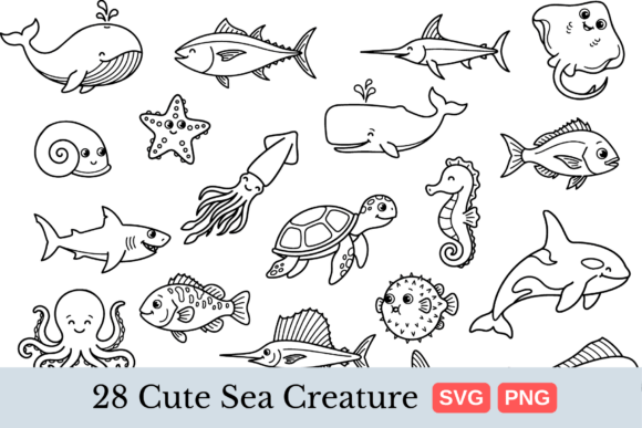 Download Cute Sea Creature SVG Bundle - Svg bundle Collection
