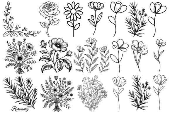 Download Floral &amp; Botanical Line Art SVG Bundle - Svg bundle Collection