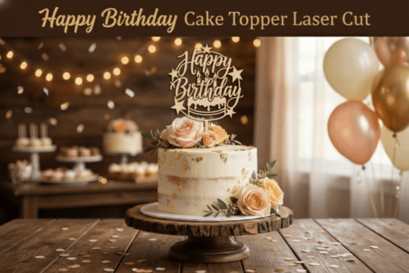 Download Happy Birthday Cake Topper SVG Cut File - Premium Bundle