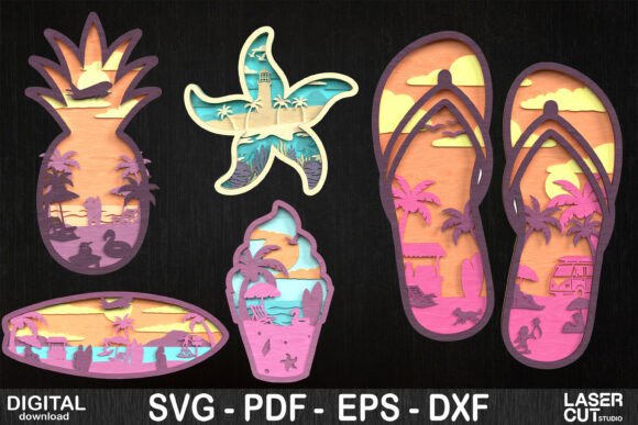 Download Tropical Beach Layered SVG Bundle - Svg bundle Collection