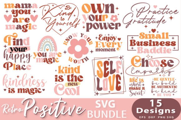 Download Retro Positive Quotes SVG Bundle. - Svg bundle Collection