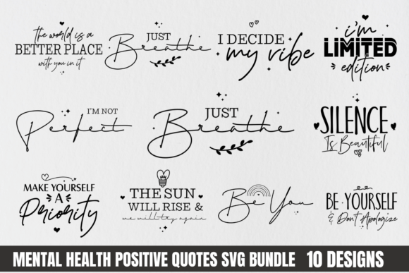 Download Mental Health Positive Quotes SVG Bundle - Svg bundle Collection