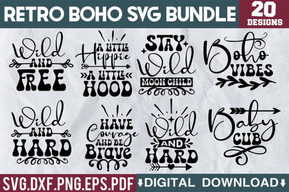 Download RETRO BOHO SVG BUNDLE - Svg bundle Collection