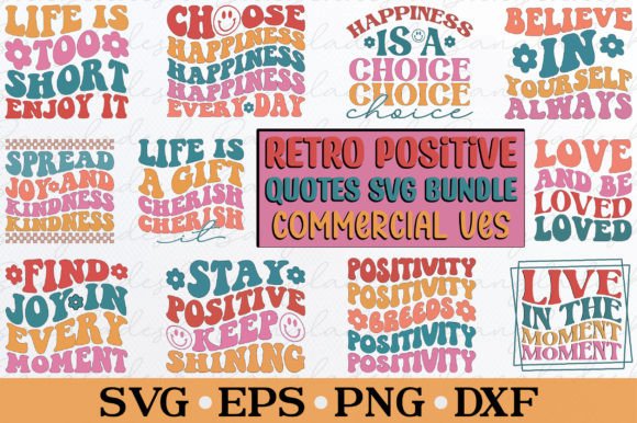 Download Retro Positive Quotes SVG Bundle - Svg bundle Collection