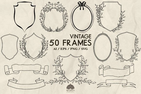 Download Vintage Crest Frames Svg Bundle - Svg bundle Collection