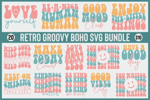 Download Retro Groovy Boho Svg Bundle Vol 2 - Svg bundle Collection